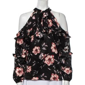 MISA Los Angeles Floral Print Halterneck Blouse Top